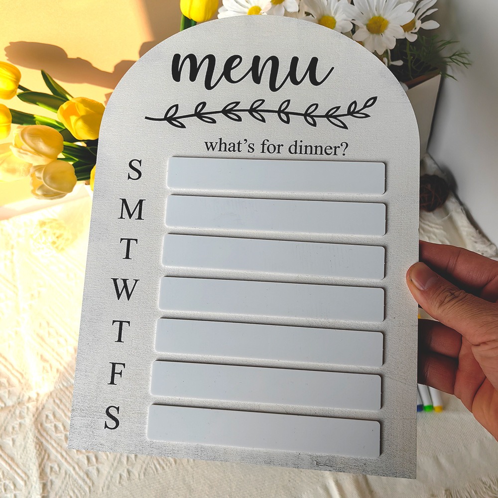Meal Prep Weekly - Pratik Manyetik Buzdolabı Yemek Planlayıcısı Ahşap