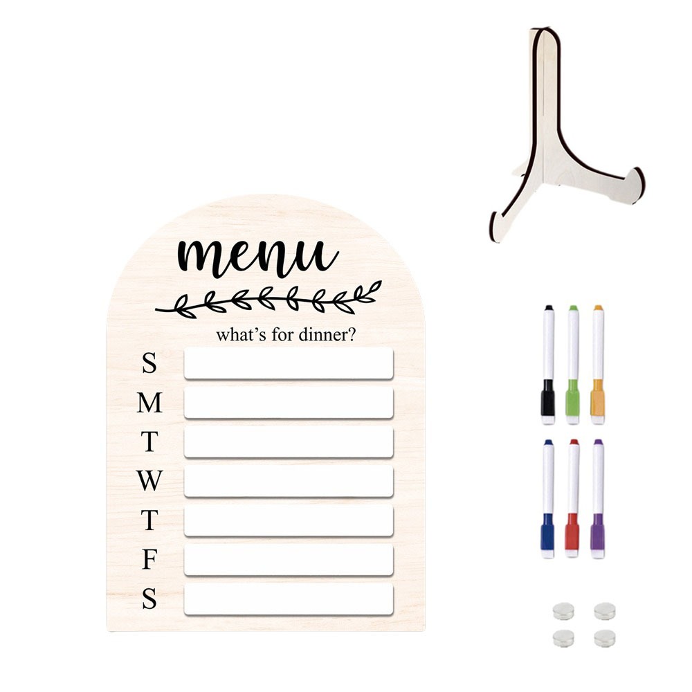 Meal Prep Weekly - Pratik Manyetik Buzdolabı Yemek Planlayıcısı Ahşap
