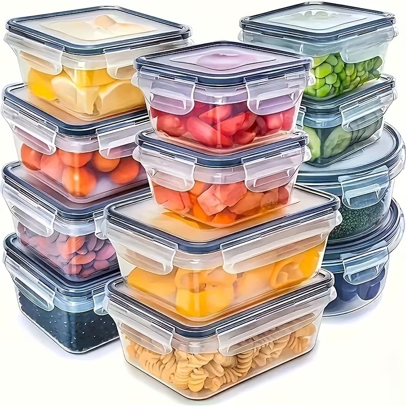 Glass Container Set - 4 Parçalı Şeffaf Gıda Saklama Kapları,