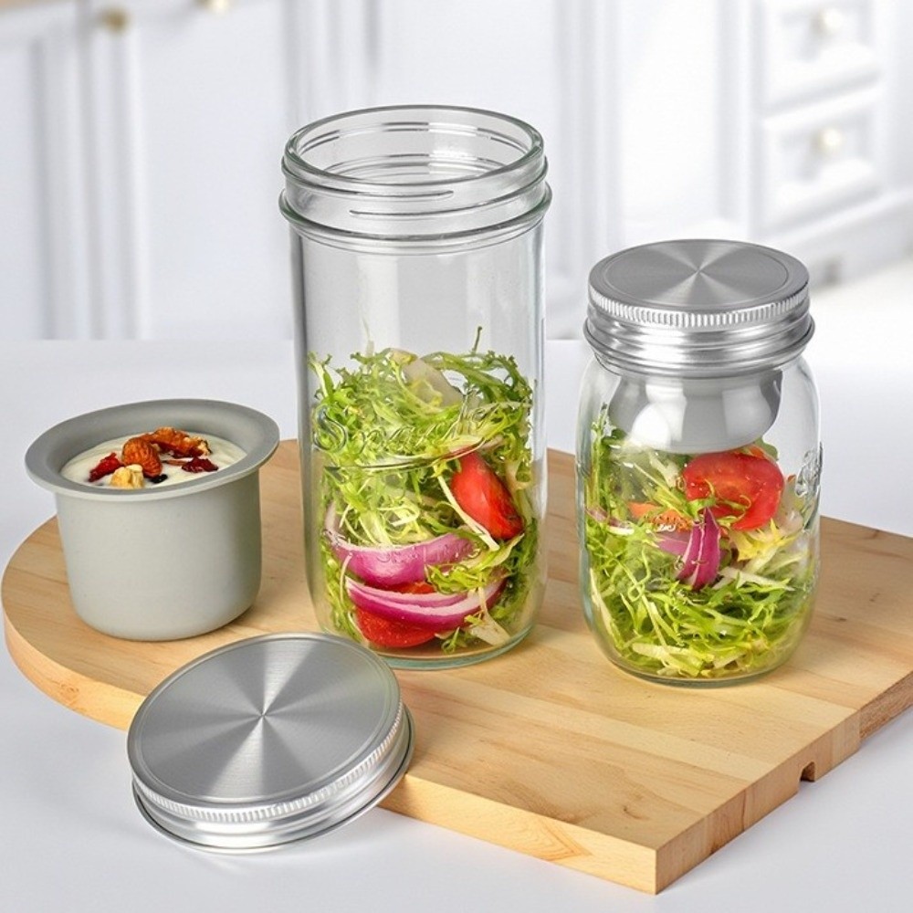 Meal Prep Weekly - 16/24 Oz Salata Cam Kavanozları Geniş