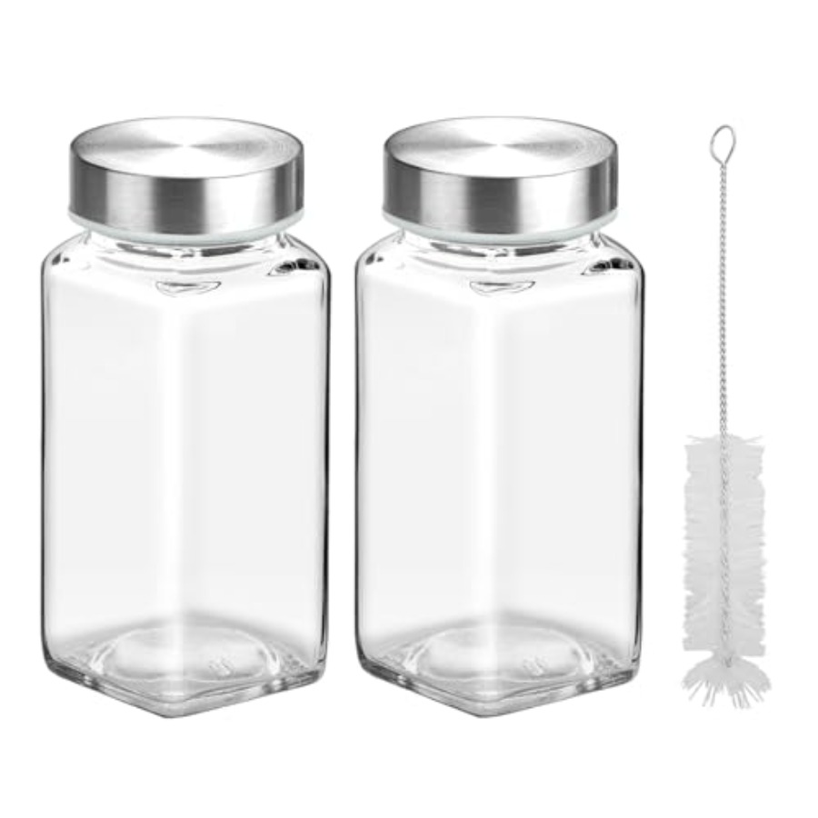 Glass Container Set - 2 Adet 4oz Cam Baharat Kavanozları,