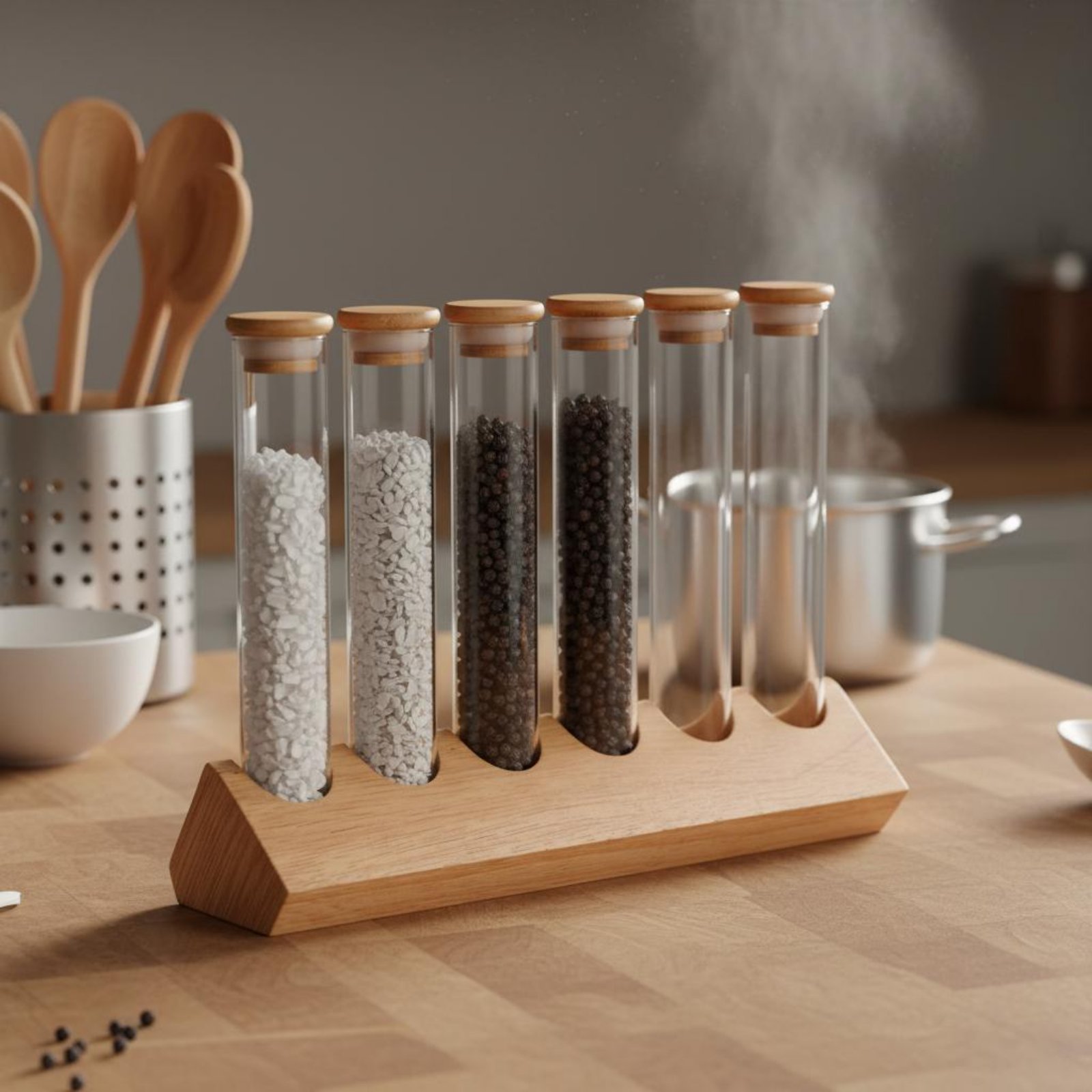Ahşap Standlı Cam Tüp Saklama  - Glass Container Set incelemesi ve fiyatı