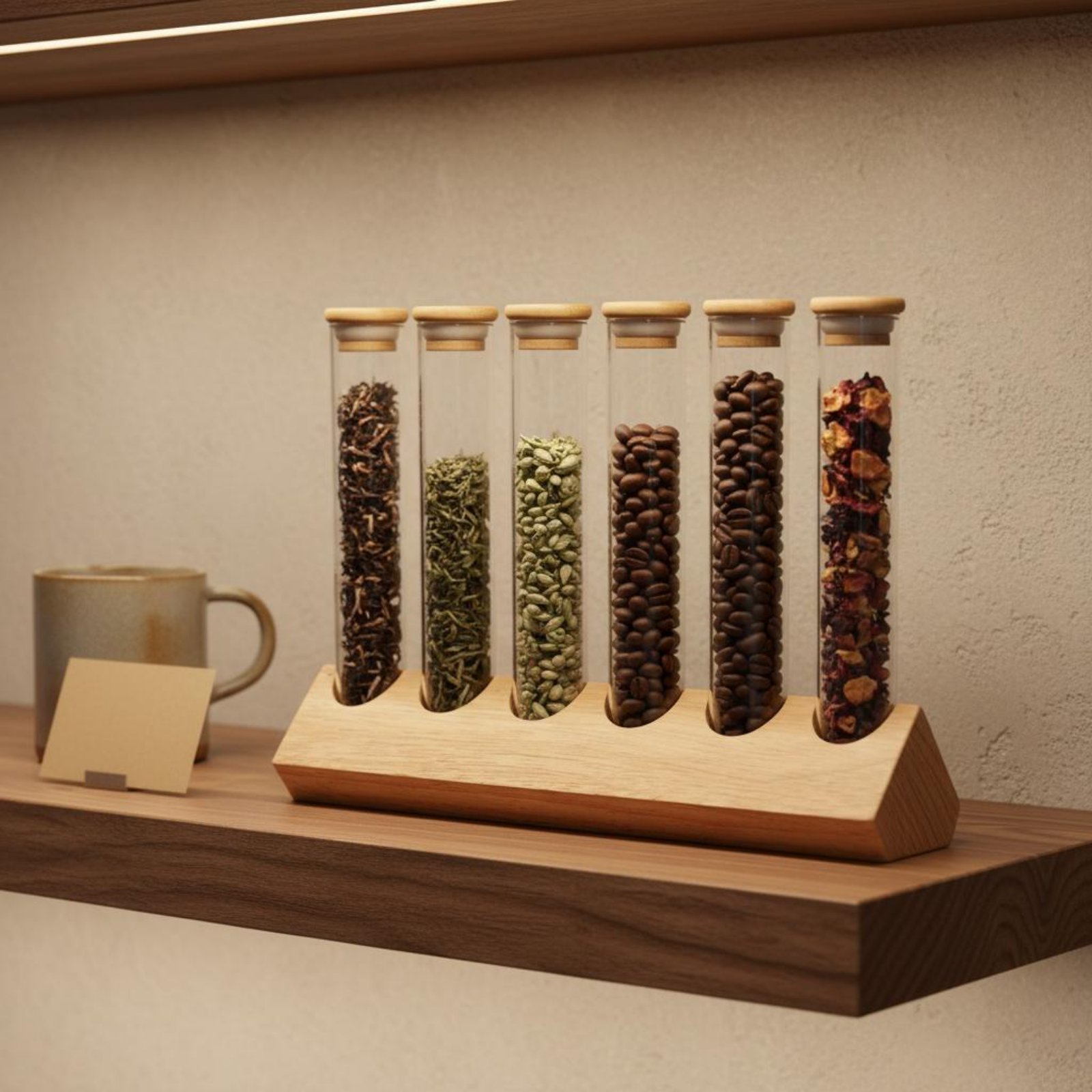 Ahşap Standlı Cam Tüp Kap Seti - Glass Container Set incelemesi ve fiyatı